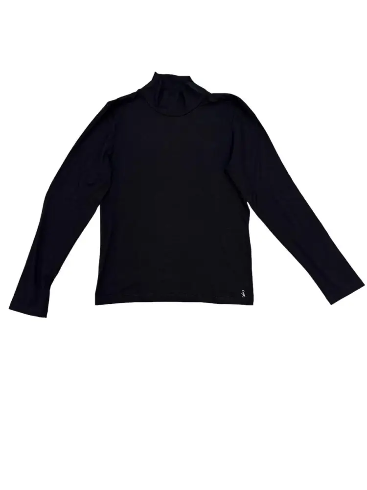 tshirt nera bambina lupetto in cotone mini logo sul fondo