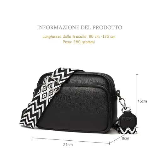 Kommodum - Borsa Donna Tracolla in Ecopelle Pelle PU morbido Borsetta con Tracolla Intrecciata regolabile e rimovibile miniatura 3
