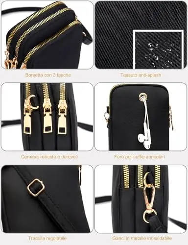 Kommodum - Borsa Donna Tracolla Piccola Mini Borsetta Portacellulare Porta cellulare per telefono Portafoglio Borse miniatura 3