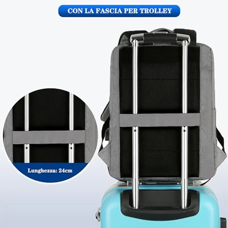 Kommodum - Zaino Porta PC Borsa per PC Portatile Custodia Computer Notebook Laptop con Attacco USB Scuola Lavoro Viaggio miniatura 3