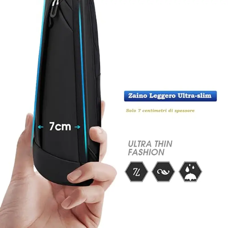 Kommodum - Zaino Porta PC Ultra Leggero Borsa per PC Portatile Custodia Computer Notebook Laptop in Membrana Impermeabile per Business Viaggio Lavoro Nero KM07 miniatura 3