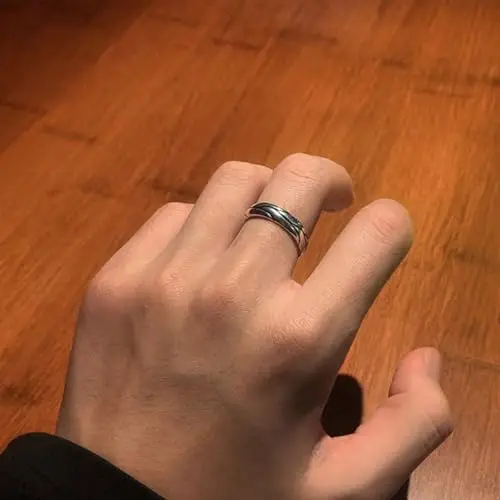 KONFEN Anello Vintage Aperto Regolabile da Uomo, Anello Vichingo con Design Möbiusz/Intertwined Chain/Vine/Crossover miniatura 3