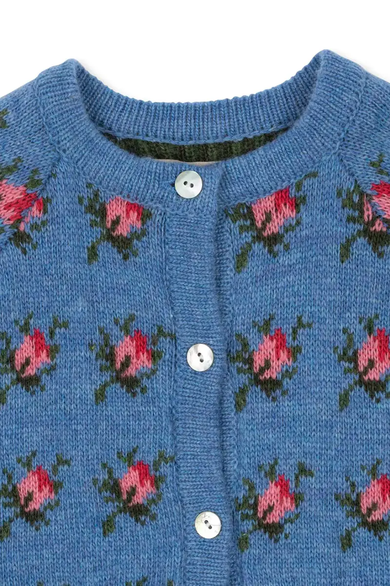 cardigan con lana BELOU KNIT CARDIGAN colore blu KS103711 miniatura 4