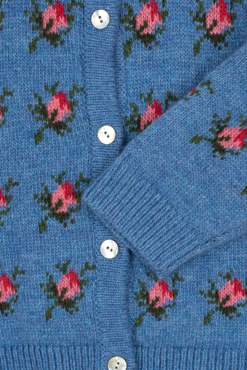 cardigan con lana BELOU KNIT CARDIGAN colore blu KS103711 miniatura 5