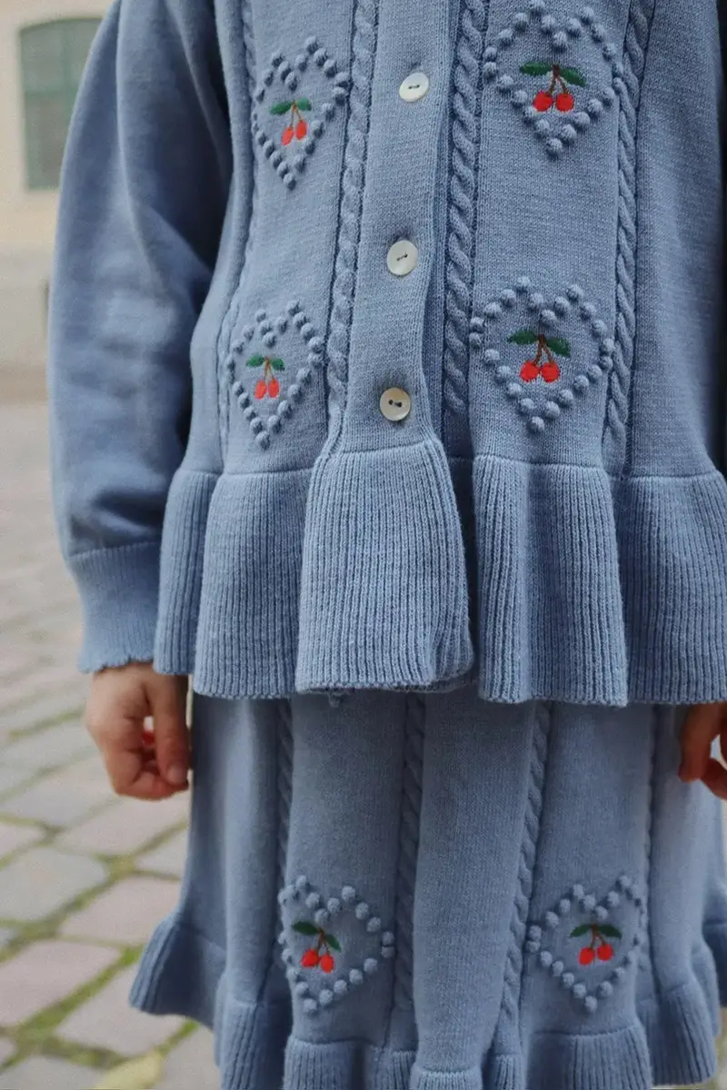 cardigan di cotone bambino/a SOLEIL CARDIGAN GOTS colore blu KS103980 miniatura 5