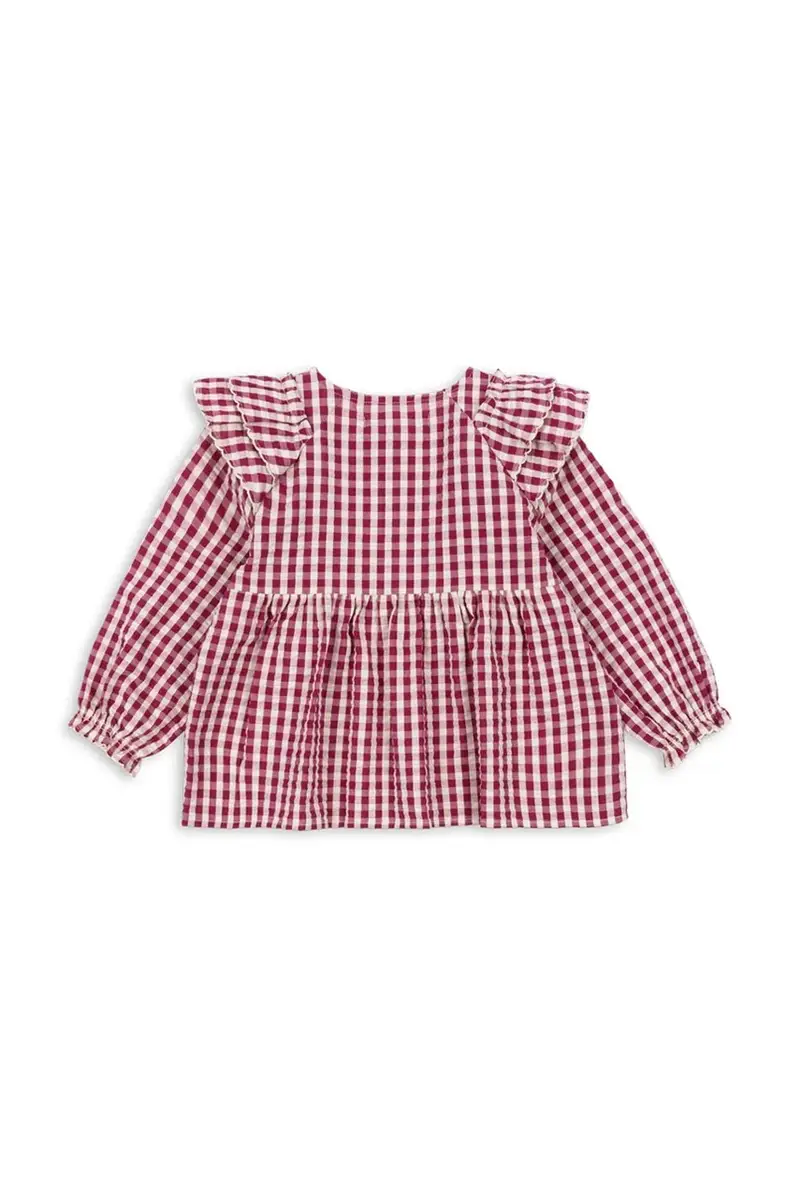 felpa in cotone bambino/a KIM FRILL BLOUSE GOTS Rosso miniatura 2