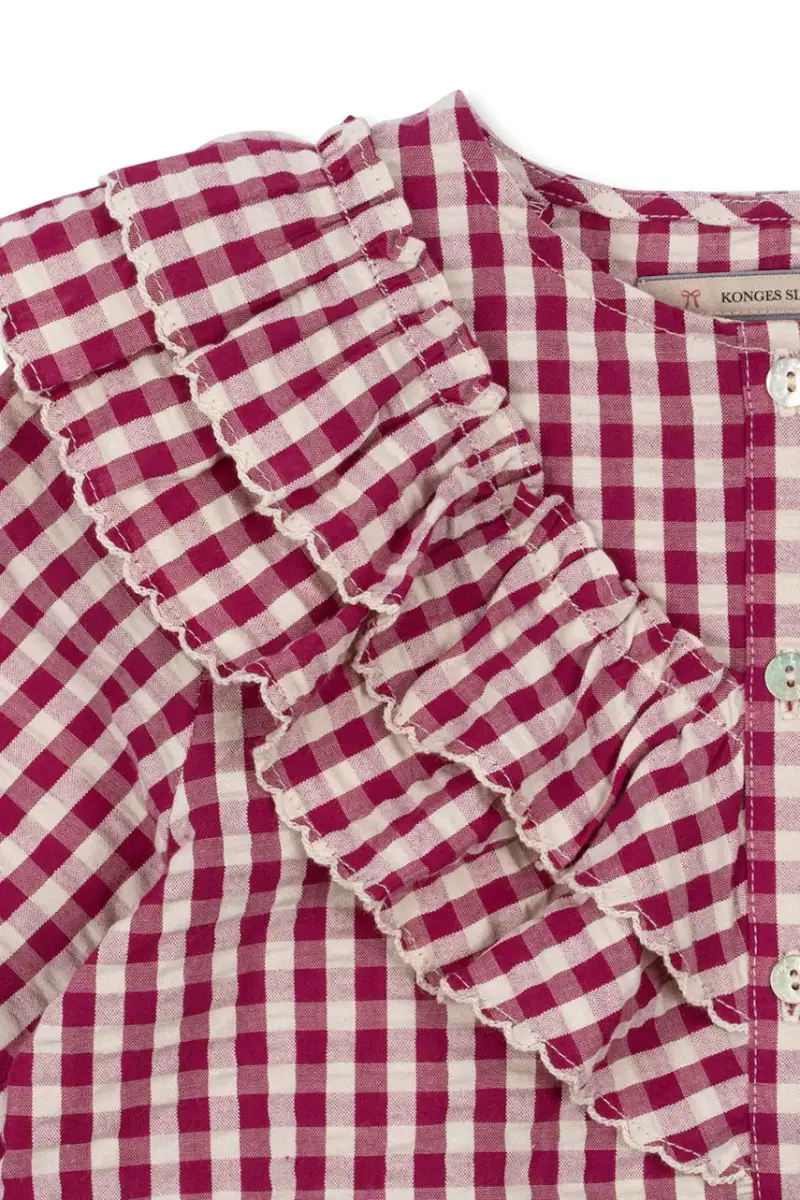 felpa in cotone bambino/a KIM FRILL BLOUSE GOTS Rosso miniatura 3