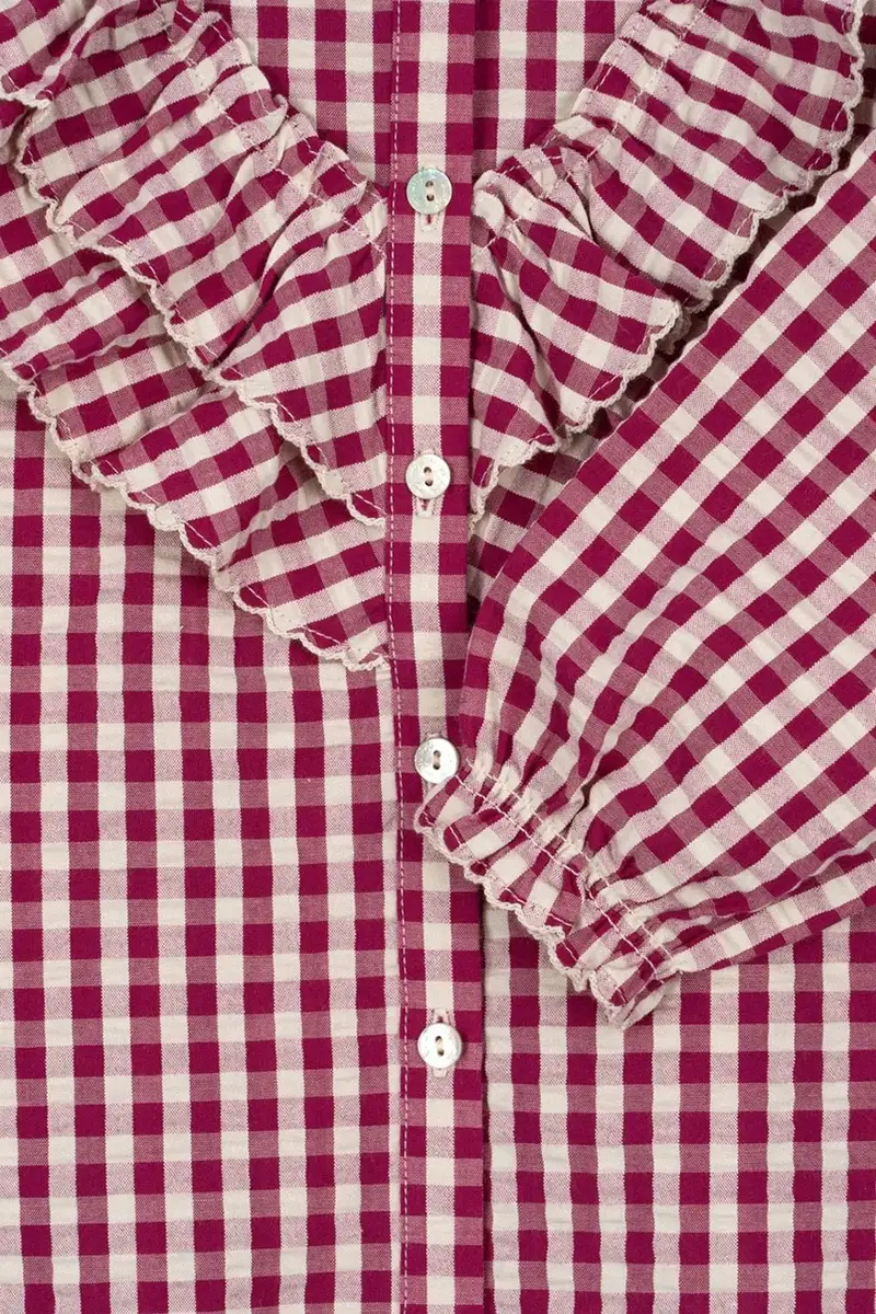 felpa in cotone bambino/a KIM FRILL BLOUSE GOTS Rosso miniatura 4