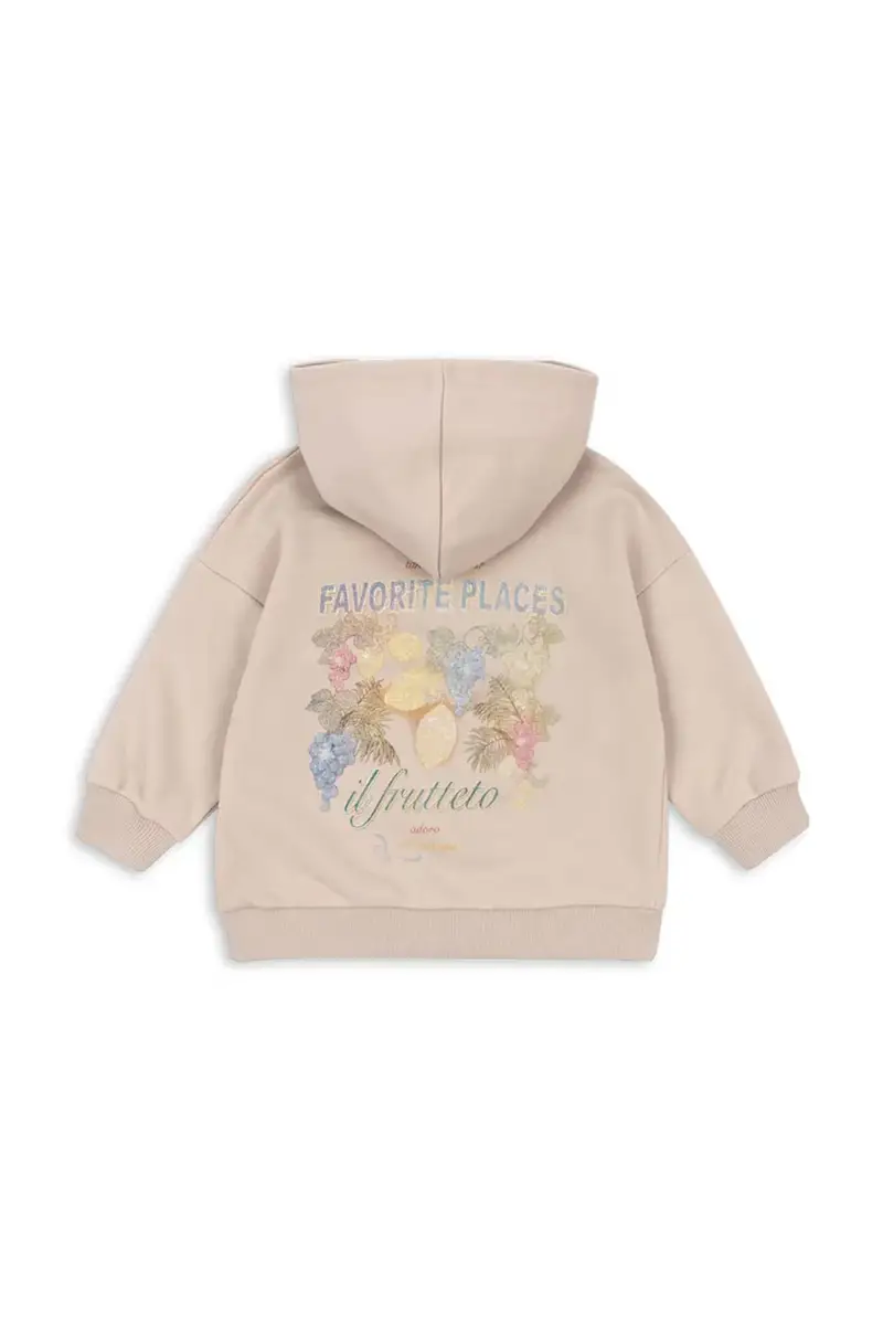 felpa per bambini con cotone LOU SWEAT ZIP HOOD OCS colore beige con cappuccio KS103865 miniatura 2