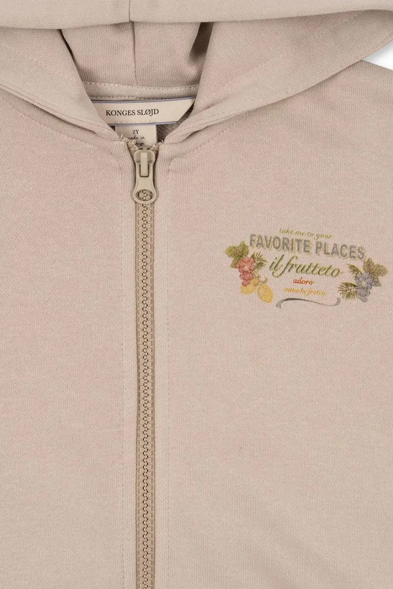felpa per bambini con cotone LOU SWEAT ZIP HOOD OCS colore beige con cappuccio KS103865 miniatura 4