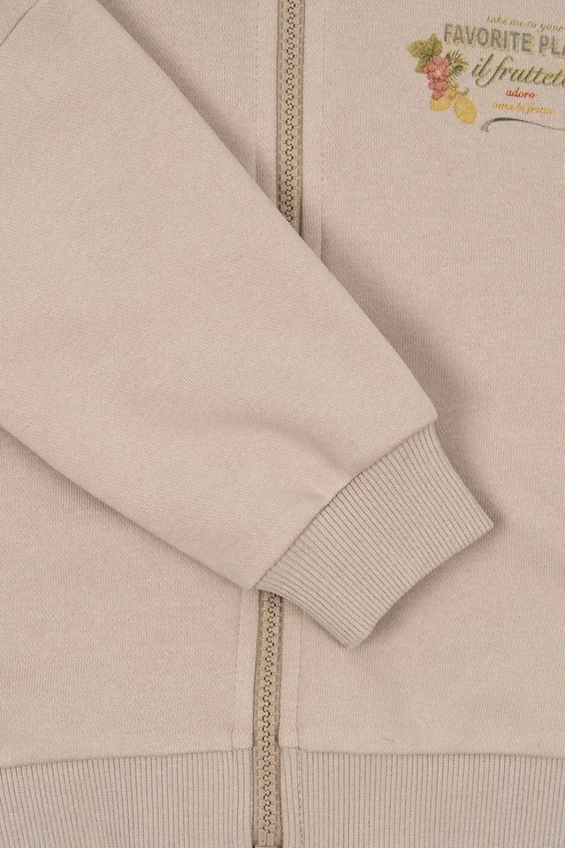 felpa per bambini con cotone LOU SWEAT ZIP HOOD OCS colore beige con cappuccio KS103865 miniatura 5