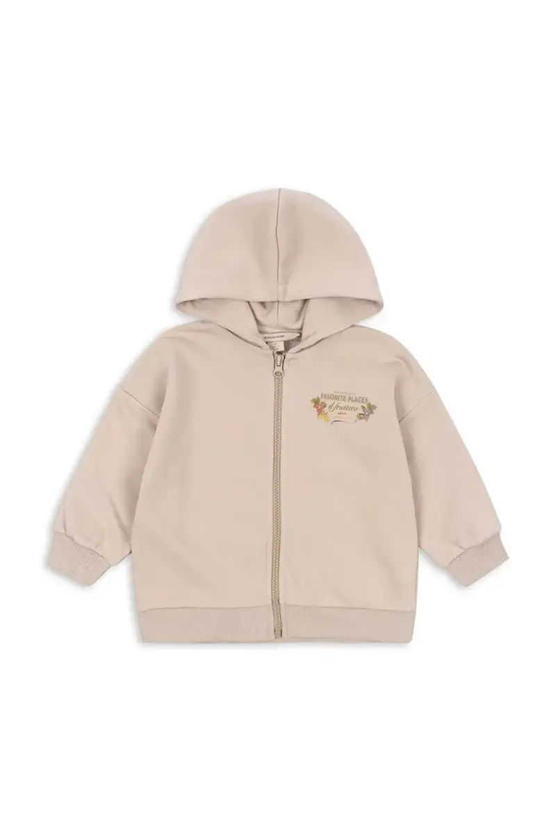 felpa per bambini con cotone LOU SWEAT ZIP HOOD OCS colore beige con cappuccio KS103865