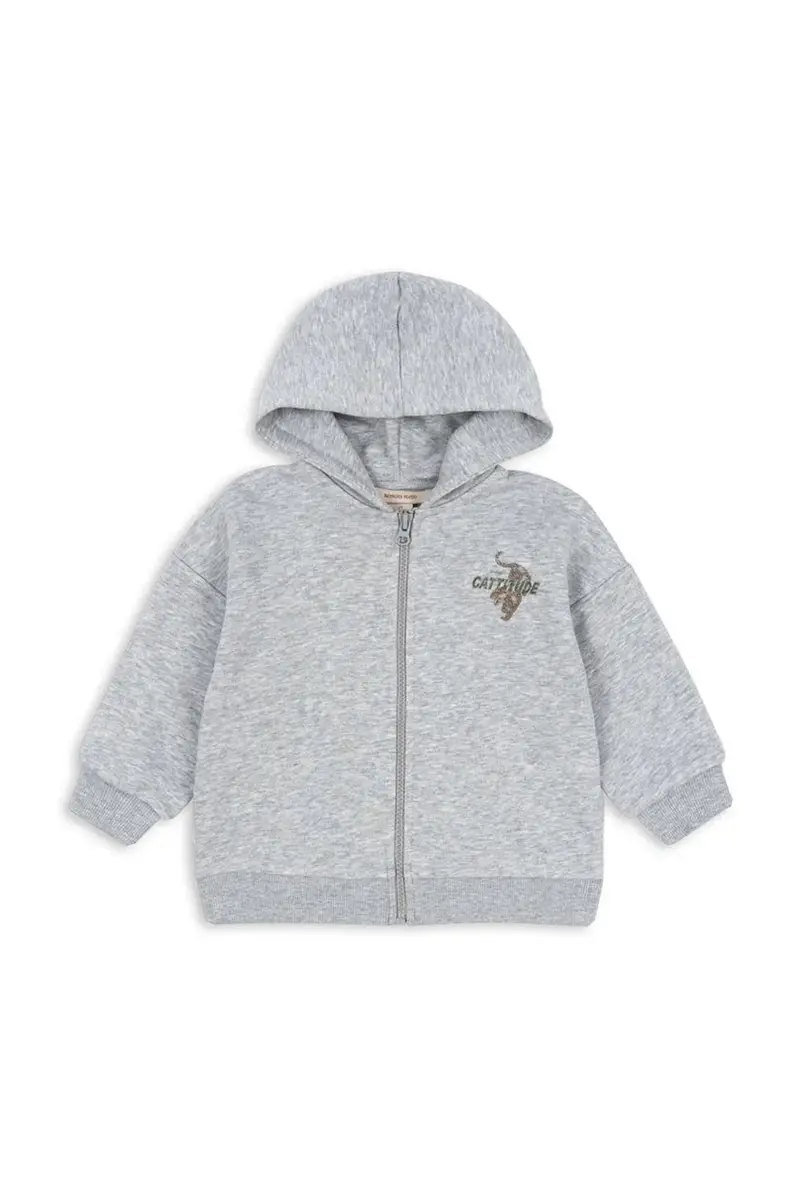 felpa per bambini con cotone LOU SWEAT ZIP HOOD OCS colore grigio con cappuccio KS103865 miniatura 2