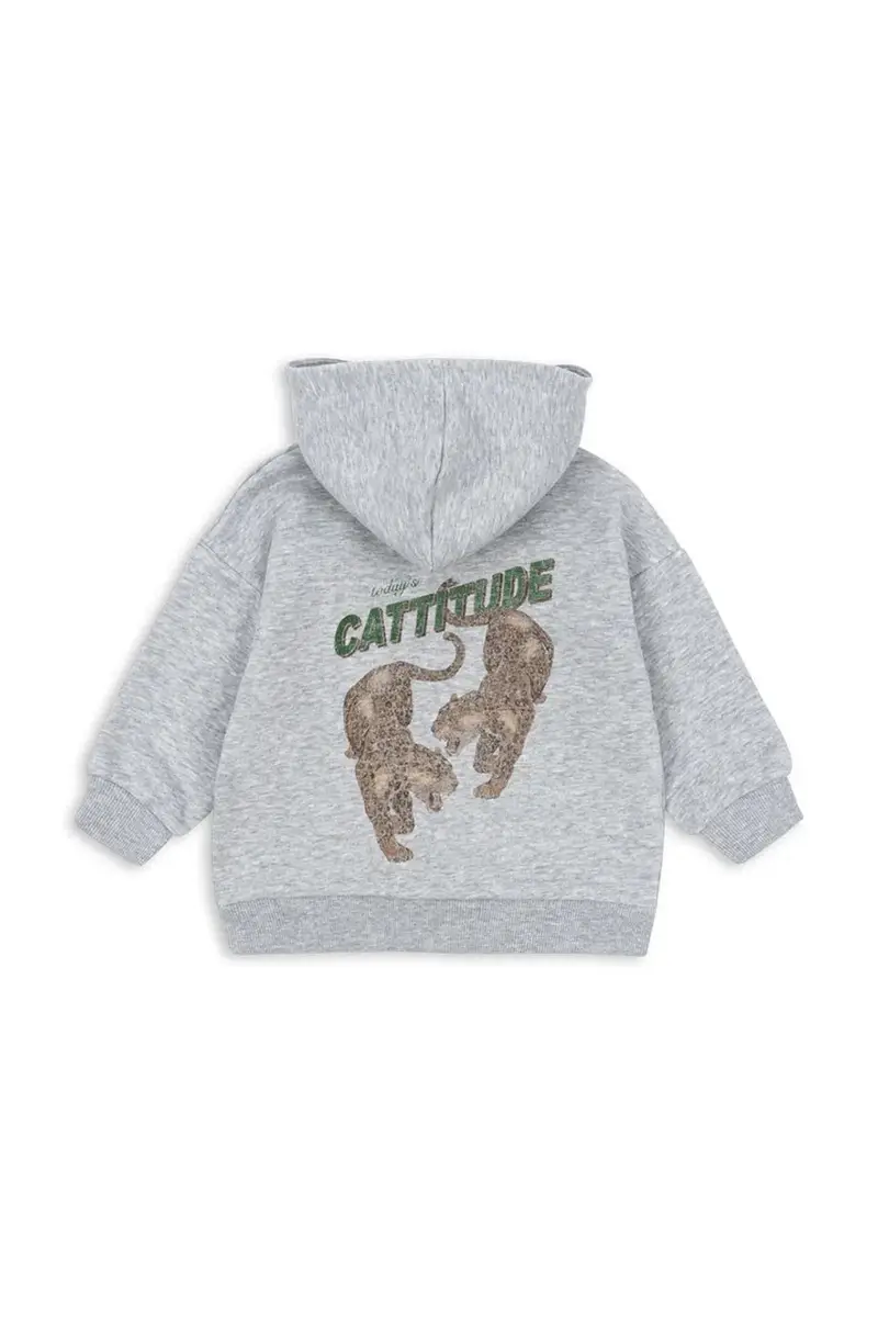 felpa per bambini con cotone LOU SWEAT ZIP HOOD OCS colore grigio con cappuccio KS103865 miniatura 3