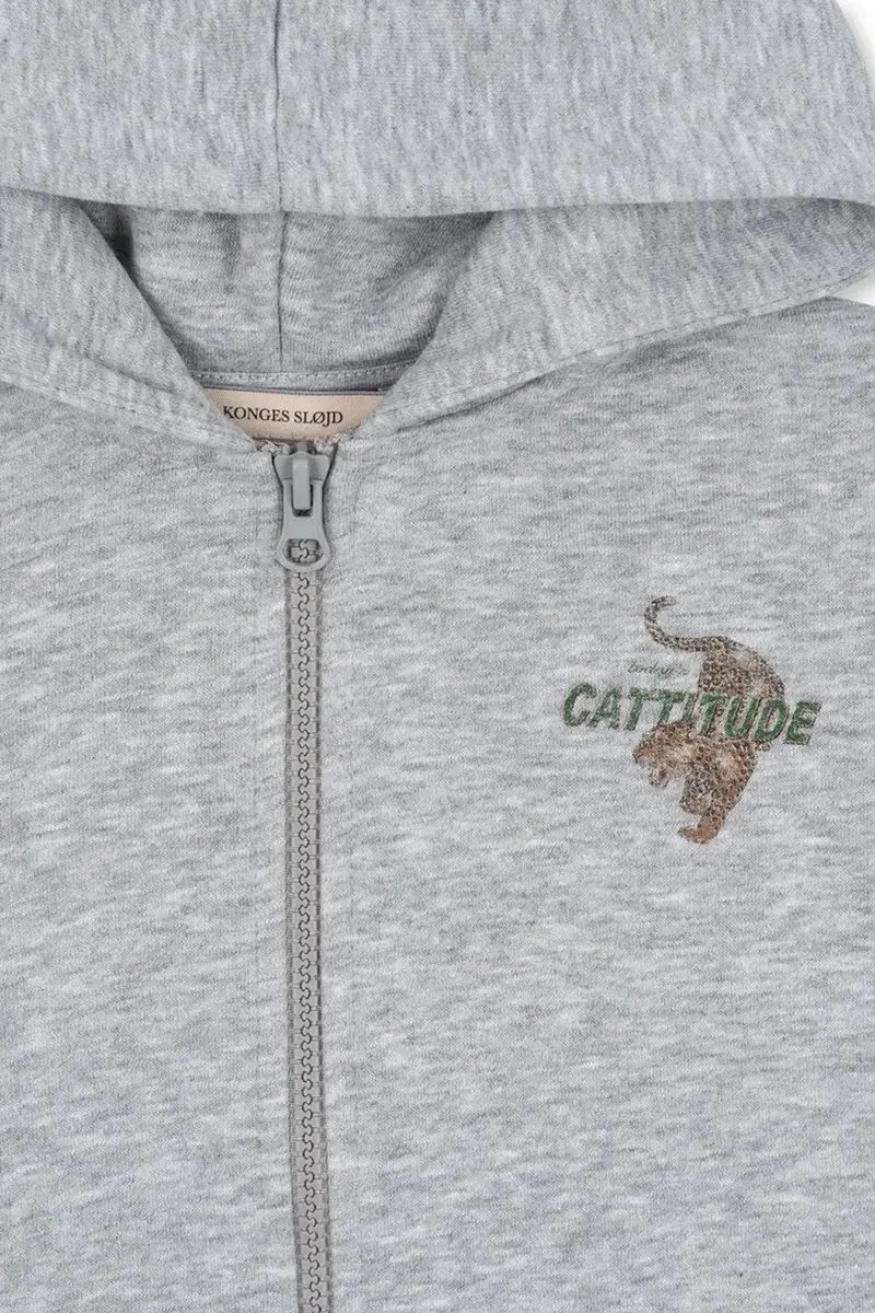 felpa per bambini con cotone LOU SWEAT ZIP HOOD OCS colore grigio con cappuccio KS103865 miniatura 5