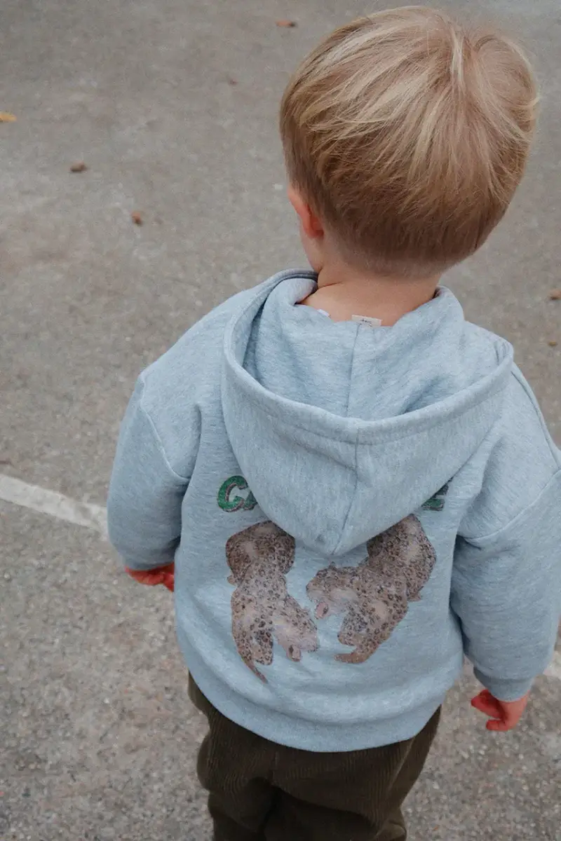 felpa per bambini con cotone LOU SWEAT ZIP HOOD OCS colore grigio con cappuccio KS103865