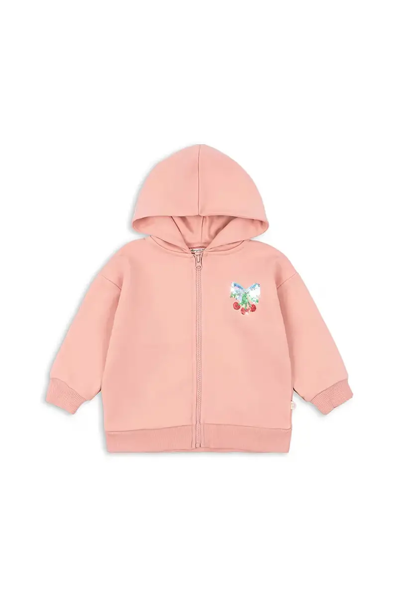 felpa per bambini LOU SEQUIN SWEAT ZIP HOOD OCS colore rosa con cappuccio con applicazione KS103863 miniatura 2