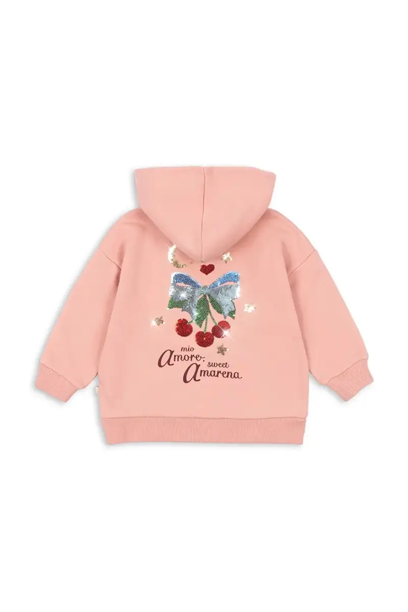 felpa per bambini LOU SEQUIN SWEAT ZIP HOOD OCS colore rosa con cappuccio con applicazione KS103863 miniatura 3