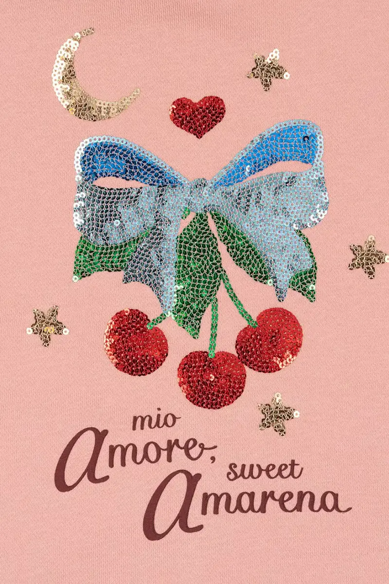 felpa per bambini LOU SEQUIN SWEAT ZIP HOOD OCS colore rosa con cappuccio con applicazione KS103863 miniatura 4