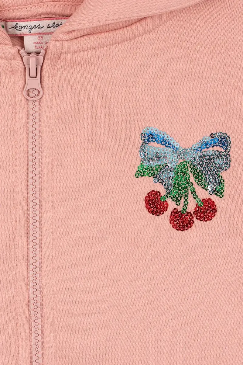 felpa per bambini LOU SEQUIN SWEAT ZIP HOOD OCS colore rosa con cappuccio con applicazione KS103863 miniatura 5