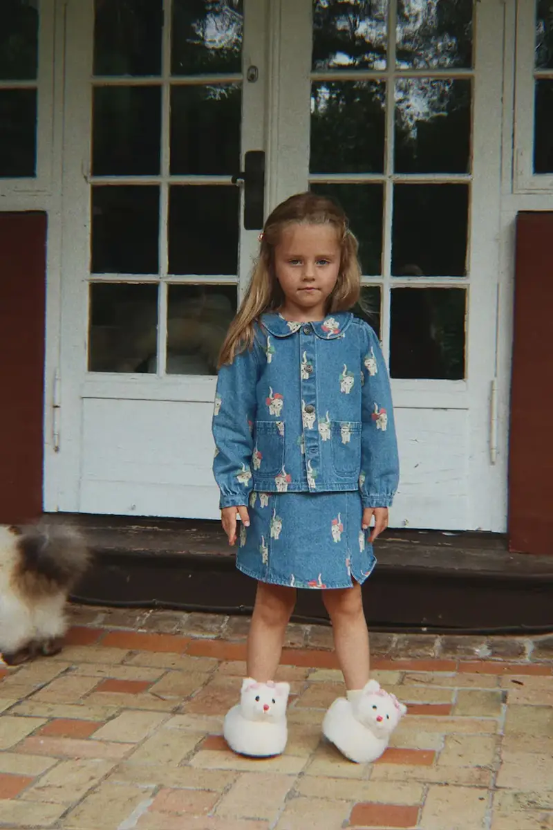 giacca per bambini in cotone MAGOT COLLAR JACKET GOTS Blu