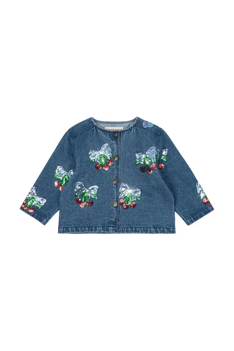 giacca per bambini in cotone MAGOT SEQUIN DENIM JACKET GOTS colore blu navy KS103890 miniatura 2