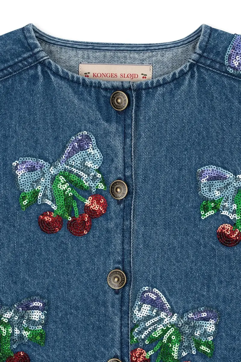 giacca per bambini in cotone MAGOT SEQUIN DENIM JACKET GOTS colore blu navy KS103890 miniatura 4