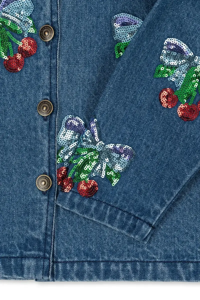 giacca per bambini in cotone MAGOT SEQUIN DENIM JACKET GOTS colore blu navy KS103890 miniatura 5