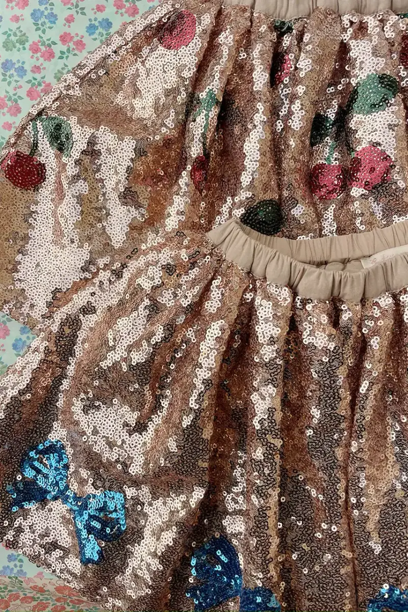gonna bambina STARLA SEQUIN SKIRT Beige miniatura 4