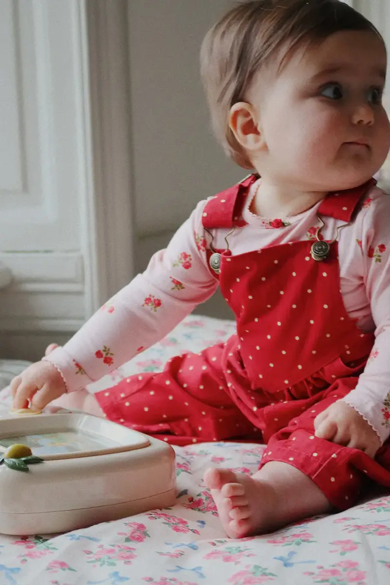 pantaloni in lana bambino/a NOLA OVERALLS GOTS colore rosso KS103945