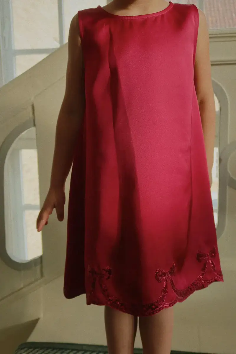 vestito bambina BOWIE DRESS Granata