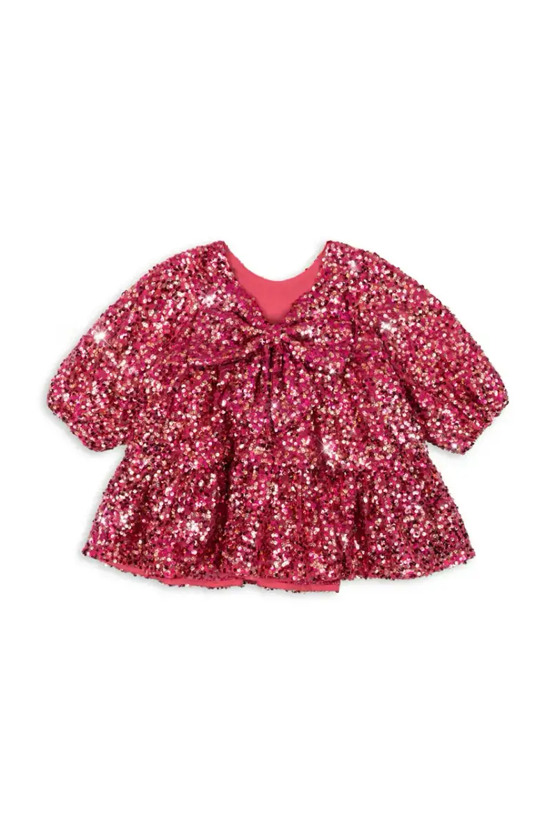 vestito bambina LILA SEQUINS BOW DRESS colore granata KS103858 miniatura 3
