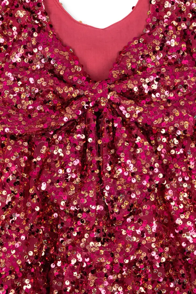 vestito bambina LILA SEQUINS BOW DRESS colore granata KS103858 miniatura 4