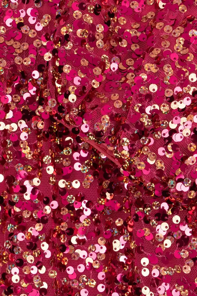 vestito bambina LILA SEQUINS BOW DRESS colore granata KS103858 miniatura 5