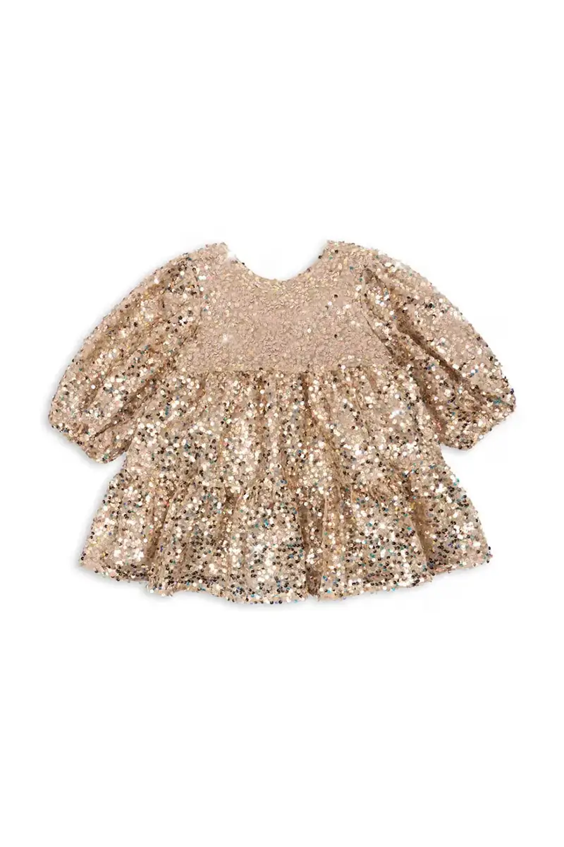 vestito bambina LILA SEQUINS BOW DRESS colore oro KS103858 miniatura 2