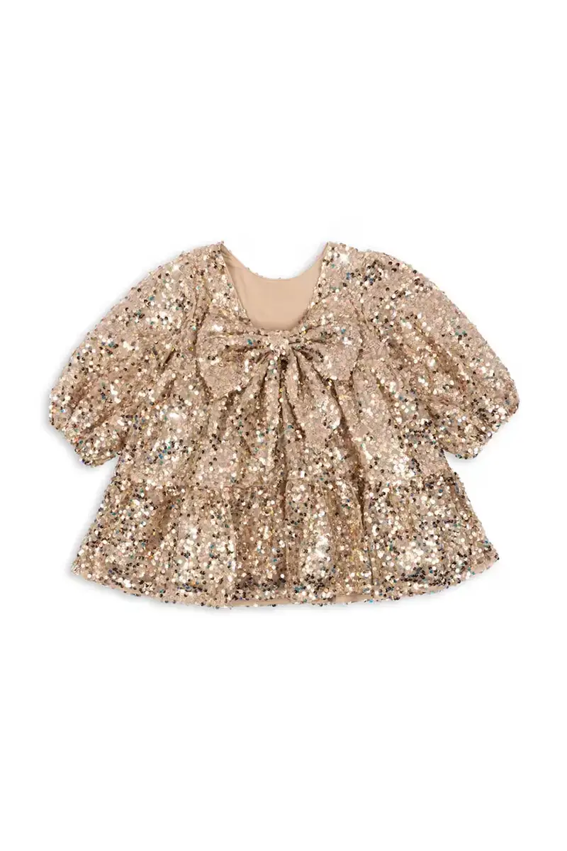 vestito bambina LILA SEQUINS BOW DRESS colore oro KS103858 miniatura 3
