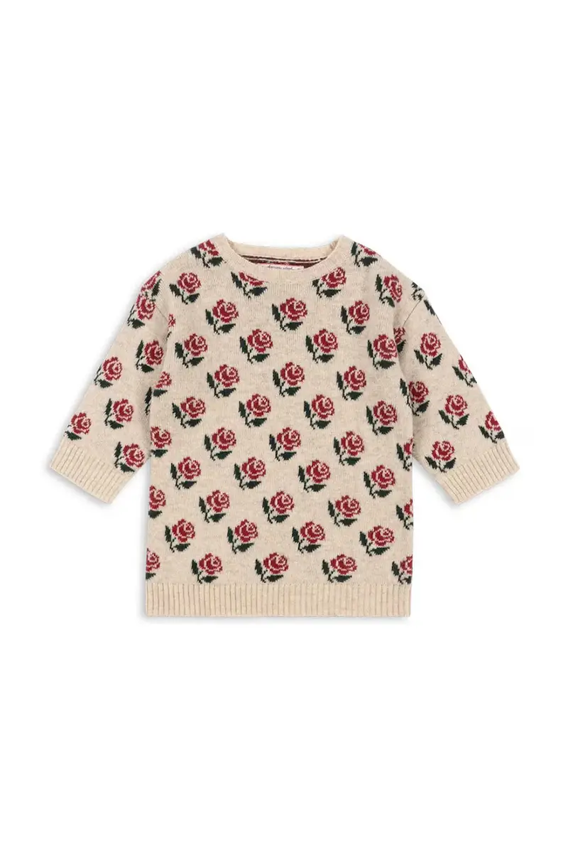 vestito con lana per bambini BELOU KNIT DRESS Beige