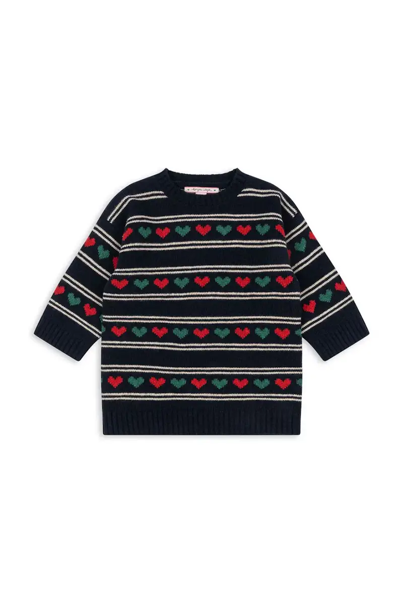 vestito con lana per bambini BELOU KNIT DRESS Blu navy miniatura 2