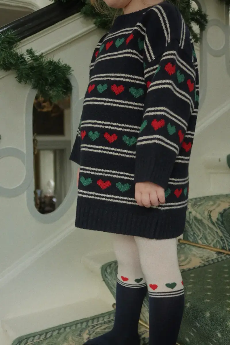 vestito con lana per bambini BELOU KNIT DRESS Blu navy