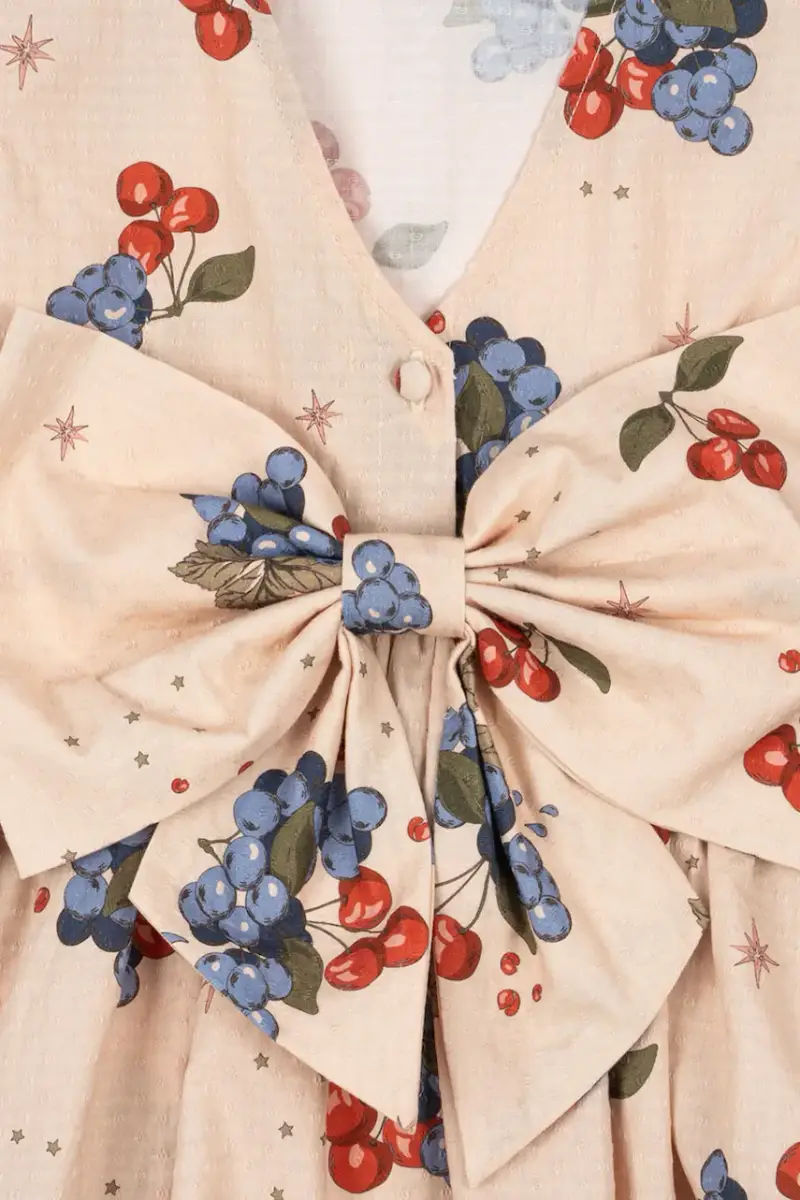 vestito di cotone bambina AVI LS BOW DRESS GOTS Beige miniatura 3