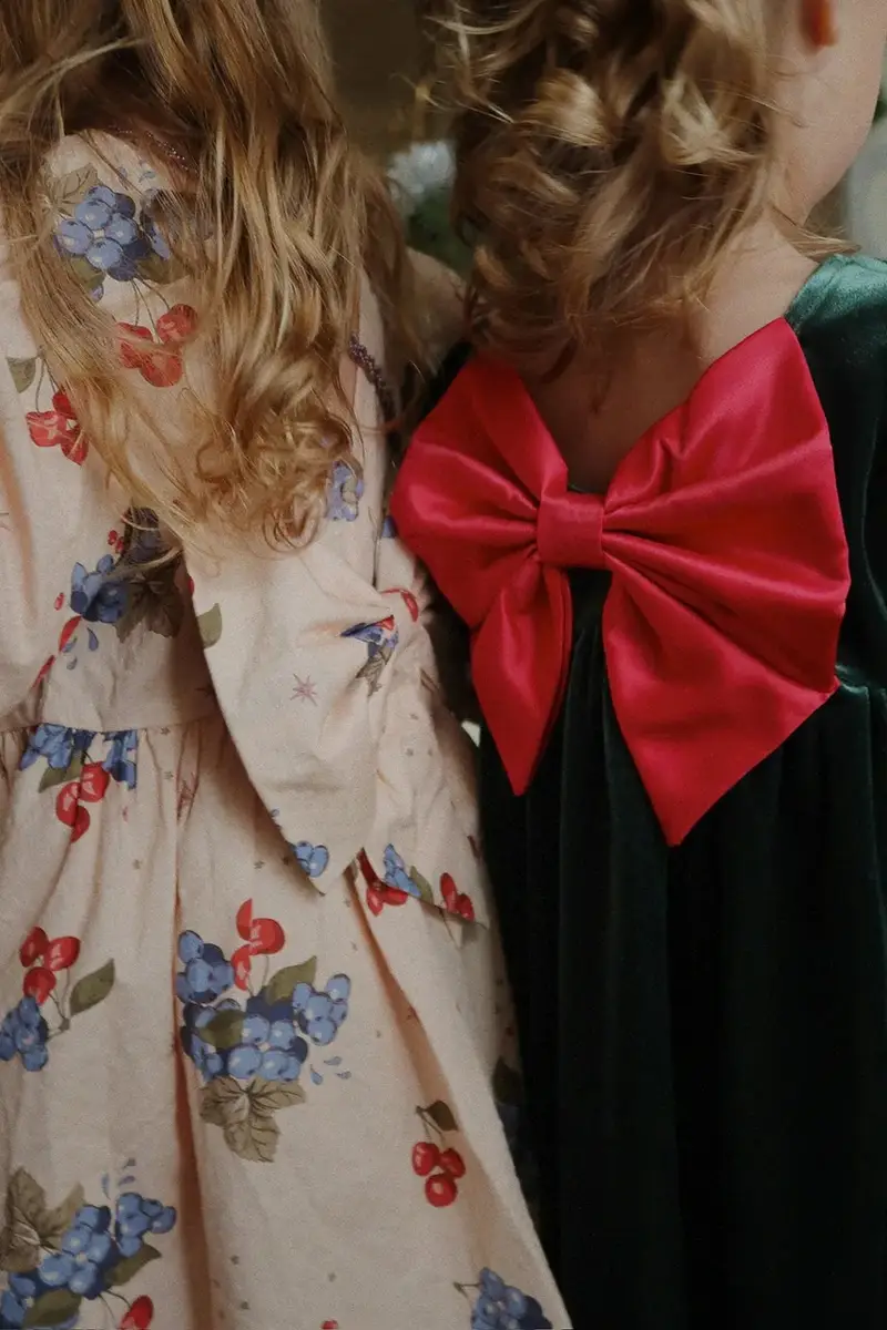 vestito di cotone bambina AVI LS BOW DRESS GOTS Beige miniatura 5