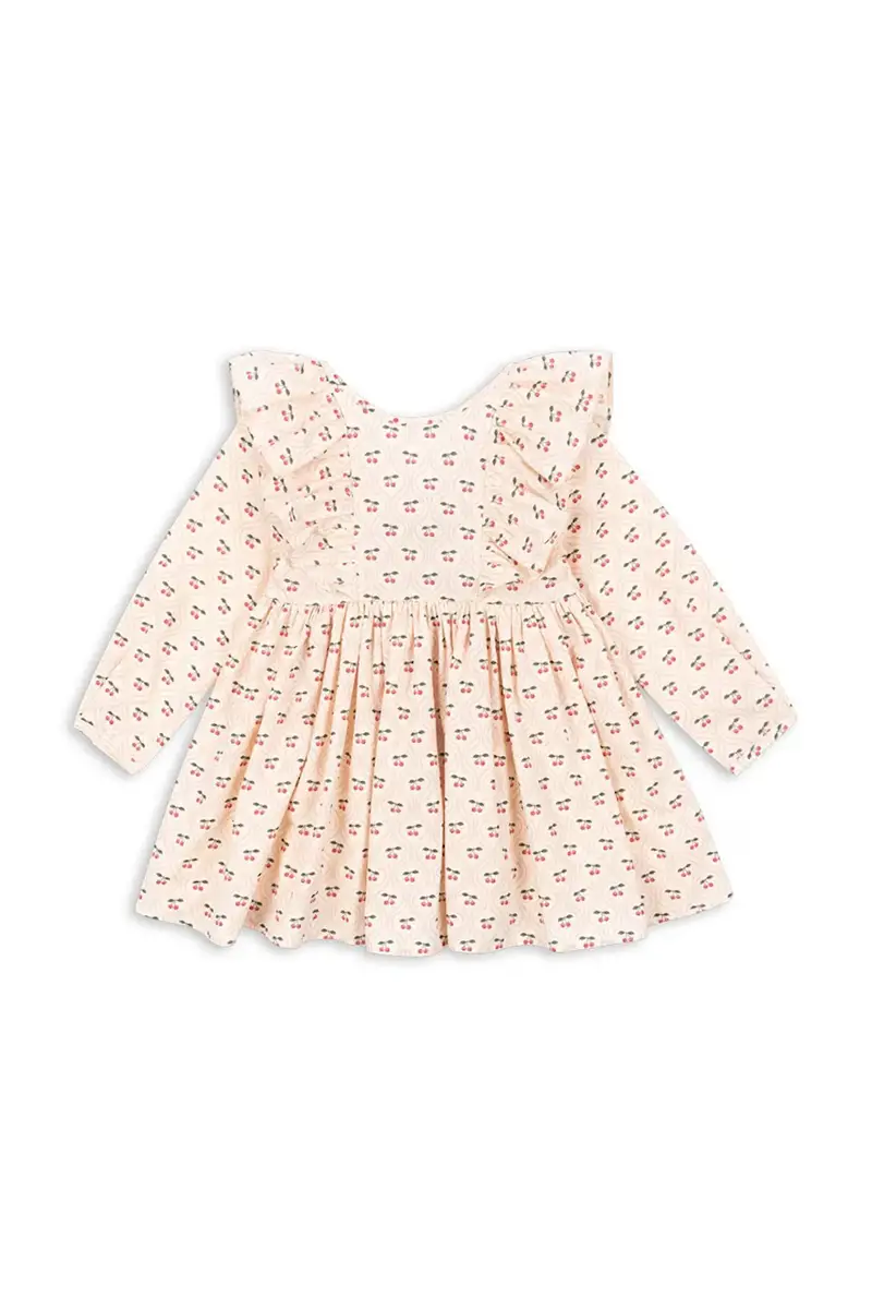 vestito di cotone bambina CIANNA LS BOW DRESS GOTS Beige miniatura 2