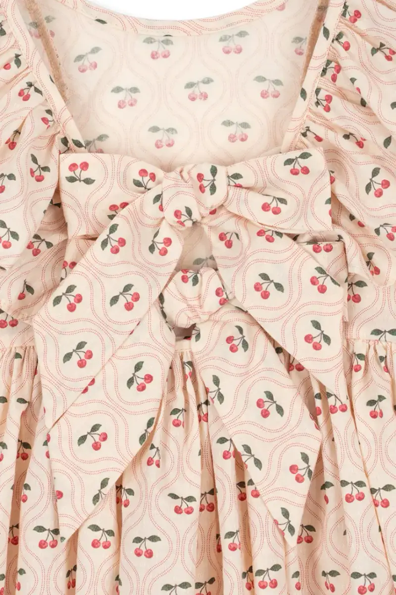 vestito di cotone bambina CIANNA LS BOW DRESS GOTS Beige miniatura 3