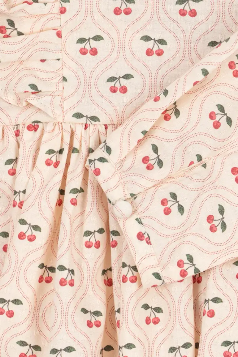 vestito di cotone bambina CIANNA LS BOW DRESS GOTS Beige miniatura 5