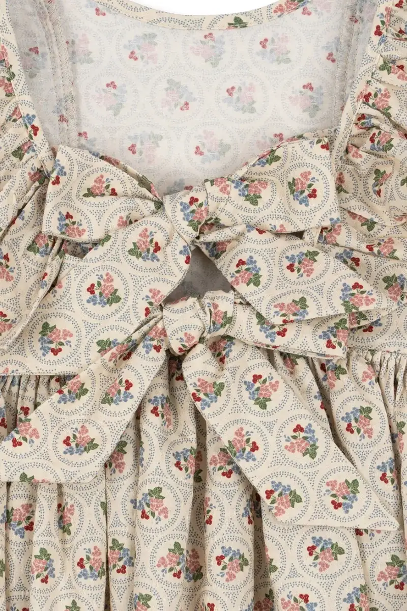 vestito di cotone bambina CIANNA LS BOW DRESS GOTS Beige miniatura 4