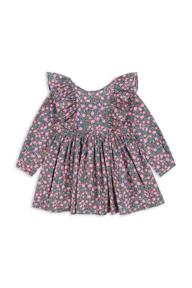 vestito di cotone bambina CIANNA LS BOW DRESS GOTS Multicolore miniatura 2