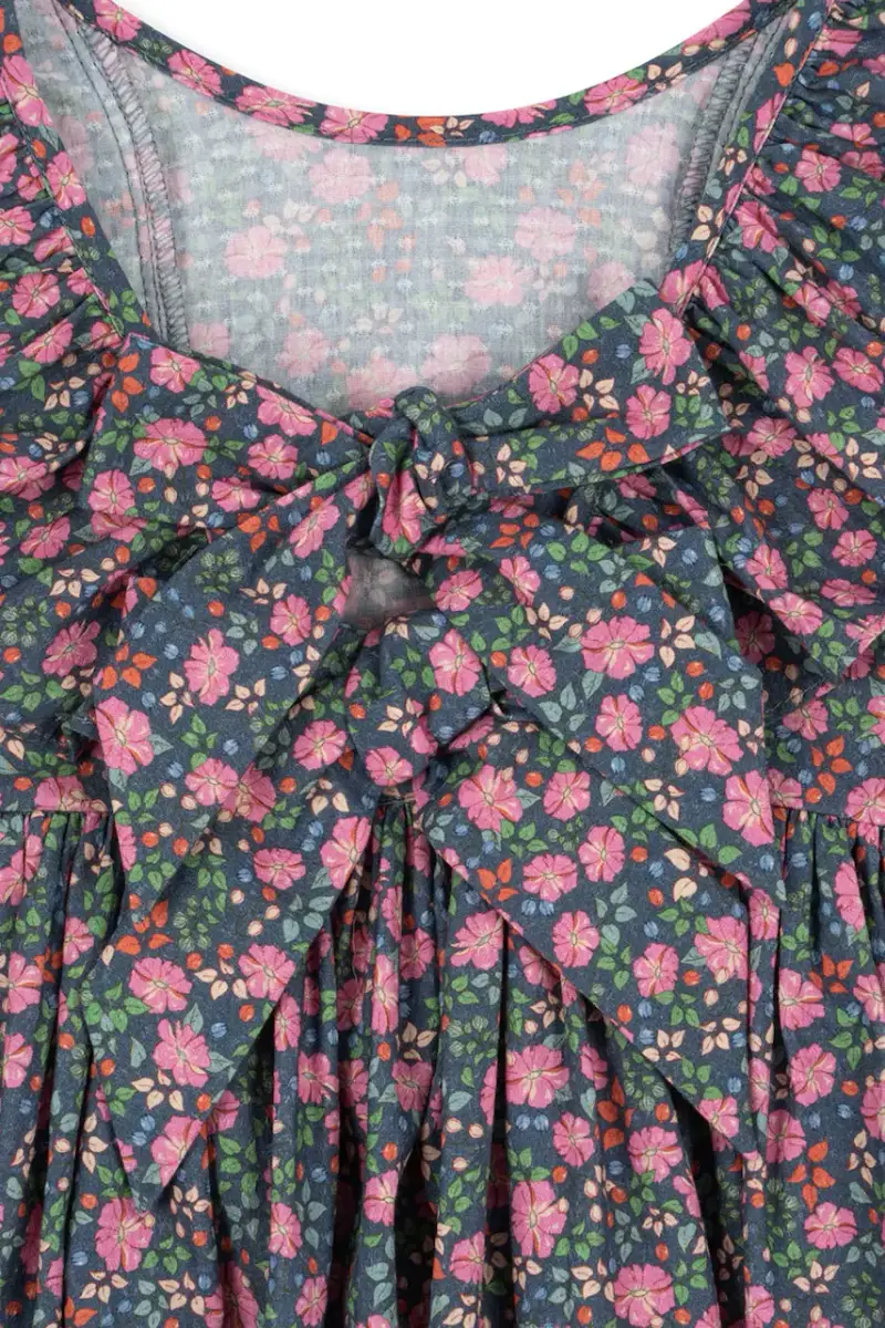 vestito di cotone bambina CIANNA LS BOW DRESS GOTS Multicolore miniatura 3