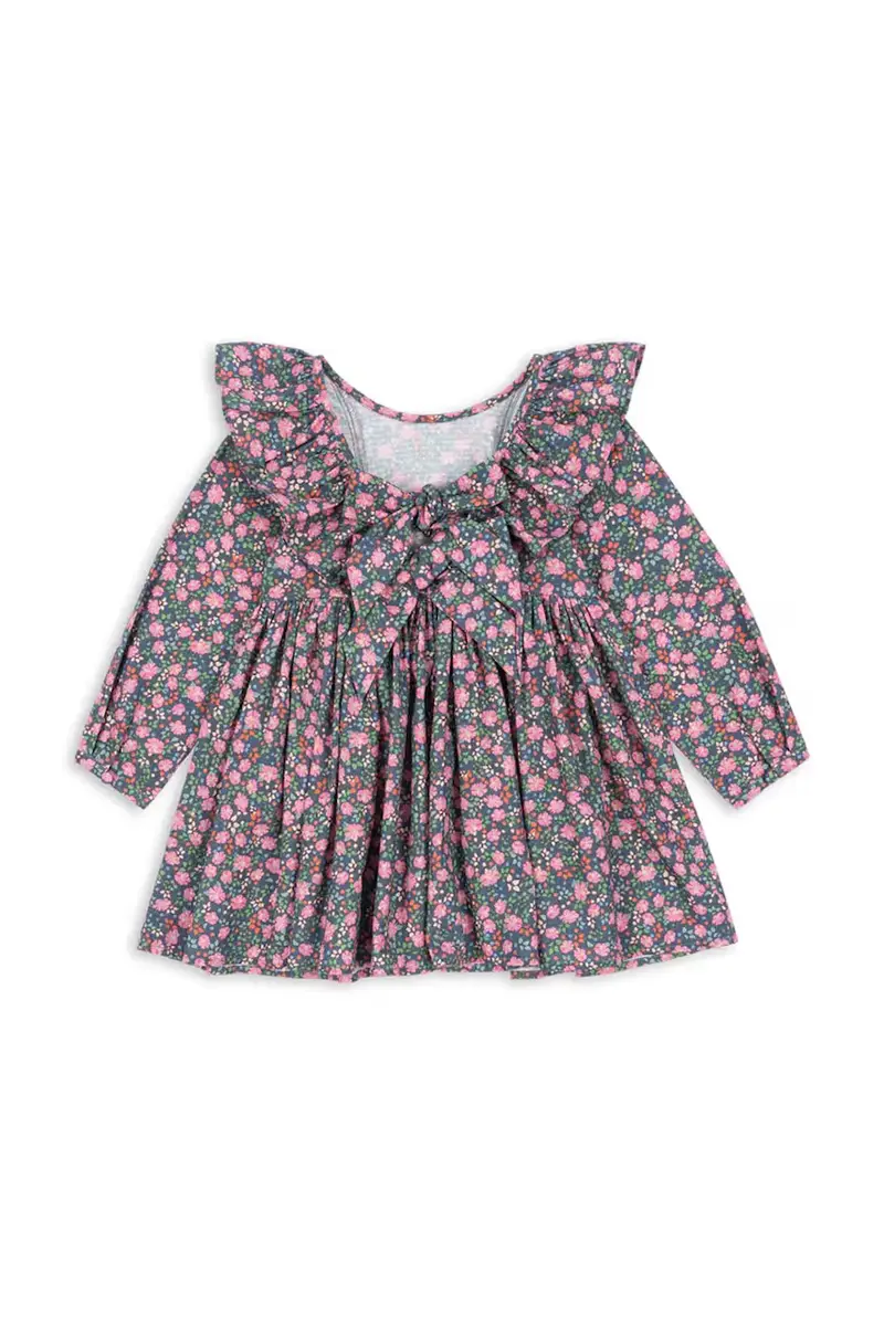 vestito di cotone bambina CIANNA LS BOW DRESS GOTS Multicolore