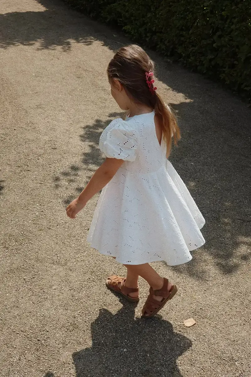 vestito di cotone bambina GLAISE DRESS GOTS colore bianco KS103166