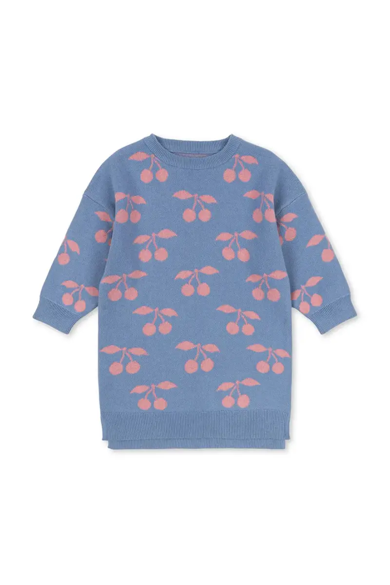 vestito di cotone bambina LAPIS KNIT DRESS GOTS colore violetto KS103854